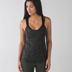 Lululemon Run For Gold Tank Heathered Black / Black- size 4